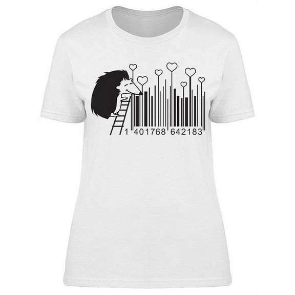 Barcode Hedgehog Hearts T-Shirt Women -Image by Shutterstock, Female Medium