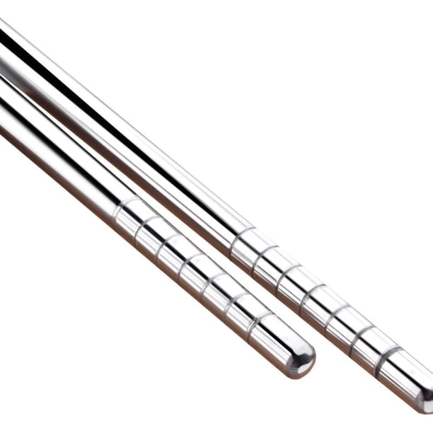 Palillos chinos reutilizables de plata aptos para lavavajillas, cuadrados, ligeros, antideslizantes, fáciles de usar para la cocina del hogar, el hotel y el restaurante.