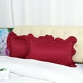 thumbnail image 2 of Unique Bargains 4-Piece Satin Ruffled Edge Pillow Shams, Standard, Burgundy, 2 of 7