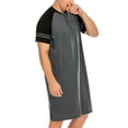 thumbnail image 5 of DODOING Mens Sleep Shirt Sleepwear Raglan Sleeve Nightshirt Patchwork Long Button Loose Pajama Casual Sleepshirt Homewear, 5 of 8