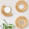 thumbnail image 4 of Raffia Hanging Wall Mirror Handmade Bamboo Decorative Boho Decor Mirror, 4 of 6