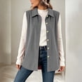 thumbnail image 6 of Idoravan Womens Vest Button Up Women'S Fashion Solid Color Sleeveless Casual Lapel Button Down Corduroy Sleeveless Tops, 6 of 9
