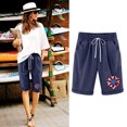 thumbnail image 4 of Mujeres Pantalones Cortos Casual Estampado Elástico de la Cintura Medio Pantalones Cortos, Casual con Bolsillos para el Uso Diario, 4 of 6