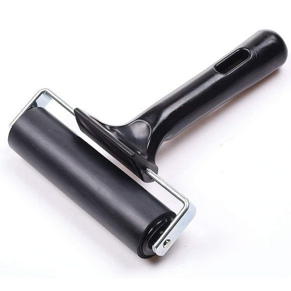Jinsinto Rubber Rollers, Glue Roller, Pressure Roller for Linocut, Stamping, Printing, Wallpaper and Crafts Black 10cm