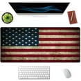 thumbnail image 3 of Vintage American Patriotic US Flag Mouse Pad 35.4 x 15.7 Inch XXL Full Desk Mousepad Extended Large Non-Slip Rubber Base Waterproof Big Keyboard Mat with Stitched Edges for Gaming and Office, 3 of 6