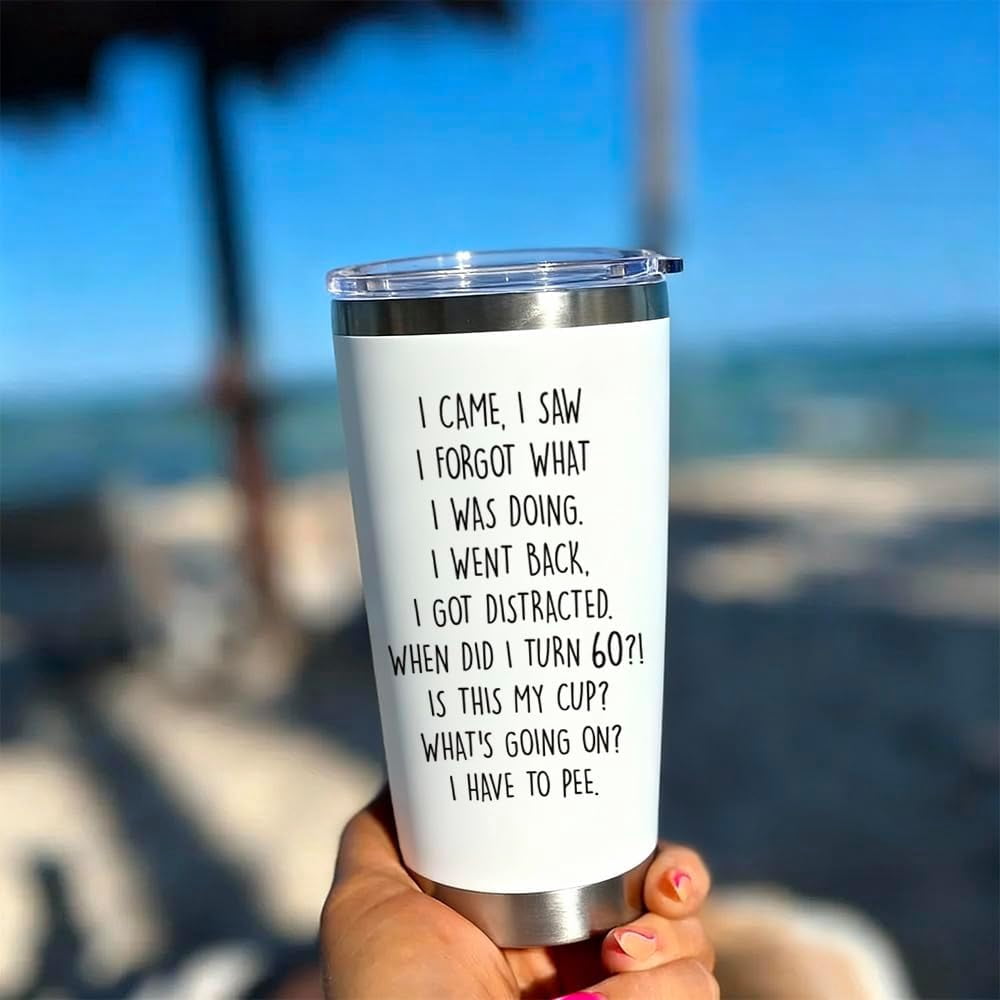 Funny 60th Birthday Gifts for Women Men - 60 Year Old Birthday Gifts for Her Him, Turning 60 Year Old 20oz Stainless Steel Tumbler, Happy 70th Bday Gift for Mom Dad Wife Friends Grandpa Grandma