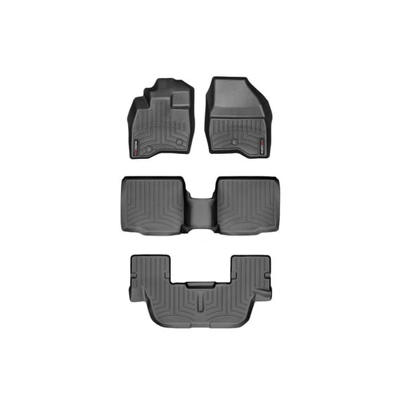 WeatherTech Custom Fit FloorLiners compatible with 2017-2019 Ford Explorer - Complete Set (1st, 2nd, & 3rd Row), Black