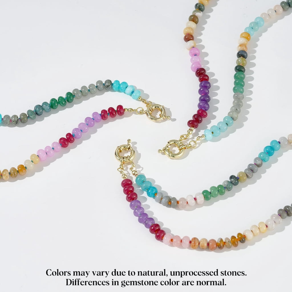 FENOHREFE Colorful Bead Necklace Handmade Necklace Adjustable Necklace Fashion Neck Jewelry Charm Necklace Present for Women