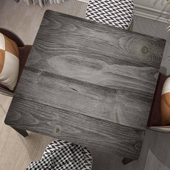 Square Fitted Tablecloth Wood Grain Table Cloth Cover with Elastic Edge Dark Wooden Tablecloths Washable Cloths for Home Dining Kitchen Party Picnic, Fit for 32"x32" Tables, Style-8
