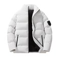 thumbnail image 3 of Mens Down Jacket Winter Warm Puffer Coat Quilted Insulated Water Resistant Windproof Full Zip Thickened Casual Outerwear, 3 of 3