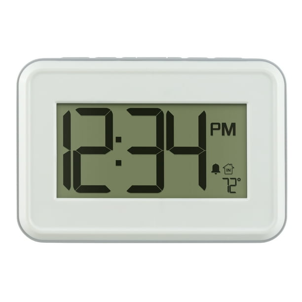 La Crosse Technology Digital White Wall Clock with Temperature