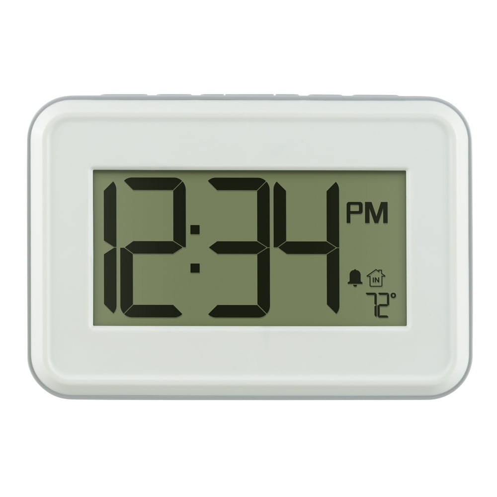 La Crosse Technology Digital White Wall Clock with Temperature