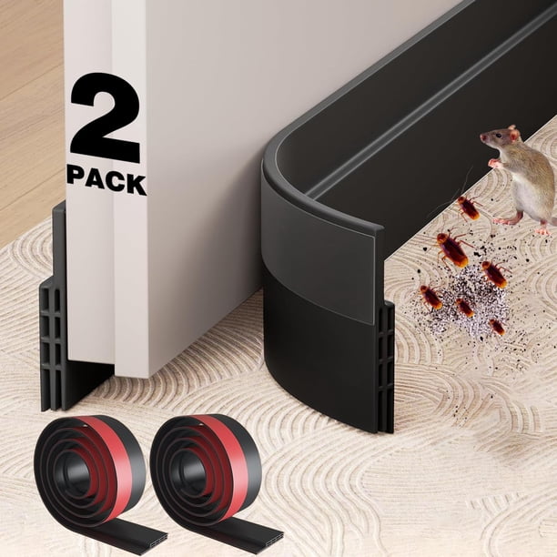 Tapones para puertas WUMUTI, 2 paquetes, silicona negra, 2 cm x 1 m