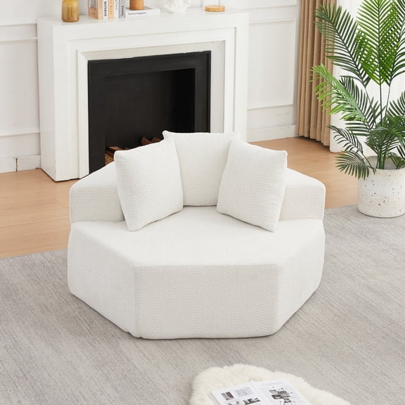 54" Hexagonal Chenille Modular Lounge Chair