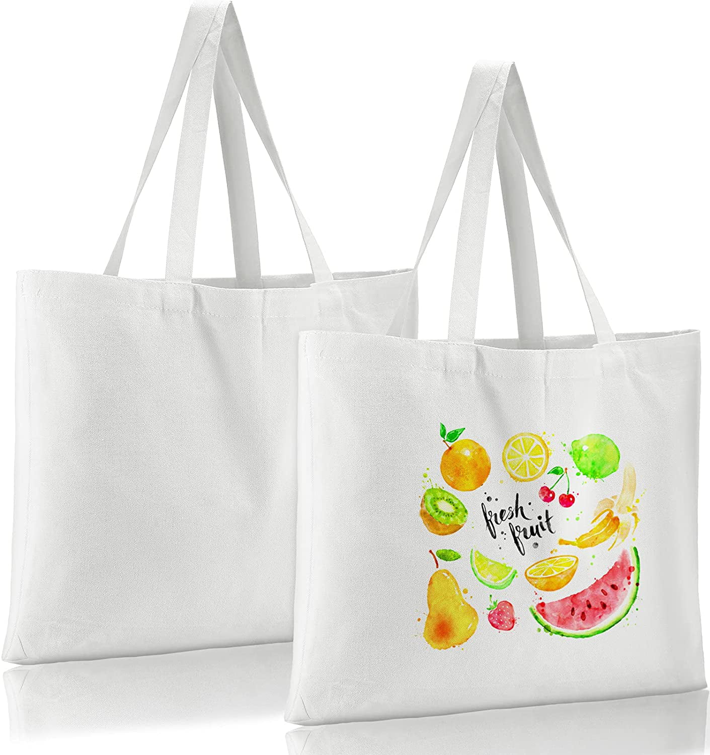 4PCS 14.8"x17" Canvas Tote Bags White Shopping Bags Canvas Bag DIY Sublimation 