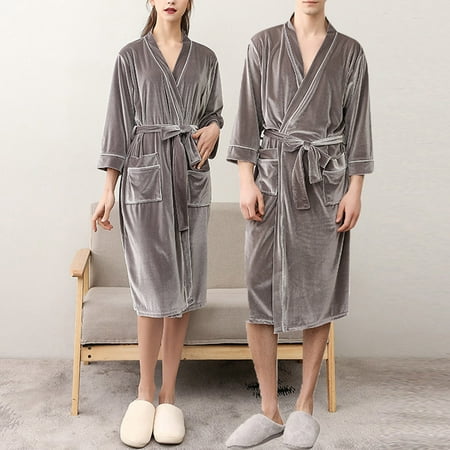 

XIAOFFENN Women Pajamas Women S Pajama Sets Adult Couple Bathrobe Long Velvet Cardigan Belt Pajamas Nightgown Bathrobe Women S Pajama Set