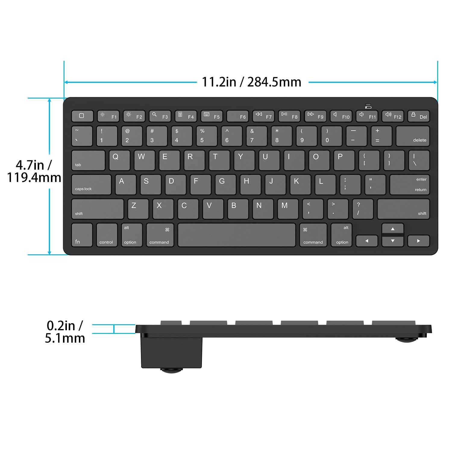 Bluetooth Keyboard for iPad, Compatible with iPad 11th/10th/9th/8th/7th Gen, iPad Pro/Air/Mini, iOS Devices, OMOTON, Gray