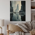 thumbnail image 2 of Designart "Teal Grey Iceberg Monochromatic Charm" Nautical & Beach Print on Natural Pine Wood, 2 of 5