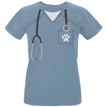 Halloween Vet Veterinarian Scrubs Costume Womens Organic T Shirt Blue SM