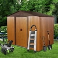thumbnail image 5 of 8ft x 6ft Outdoor Metal Storage Shed with Floor Base,Coffee(W540S00014), 5 of 7