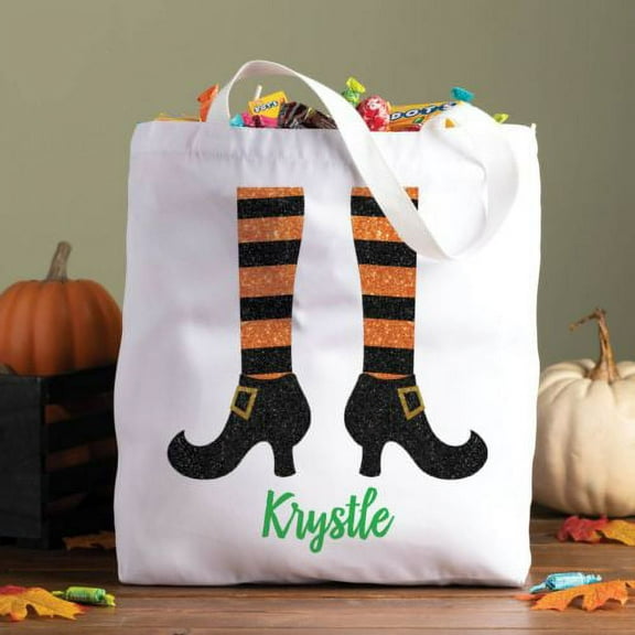 Personalized Witch's Feet Halloween Tote Bag