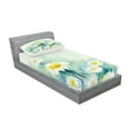 thumbnail image 2 of Ambesonne Floral Fitted Sheet & Pillow Sham Set, Daisy Flower Field Art, Twinxl, Pale Blue White, 2 of 2