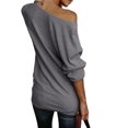 thumbnail image 2 of Women Casual Off-Shoulder Knit Long Sleeve Pullover Sweater Top, 2 of 3
