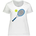 thumbnail image 3 of Inktastic Blue Tennis Racket and Ball Women's Plus Size T-Shirt, 3 of 5
