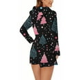 thumbnail image 7 of Christmas Jumpsuit Pajamas for Women Holiday Graphic Long Sleeve Hooded Zip Up Short Pants Fleece Lined Homewear Black S, 7 of 7