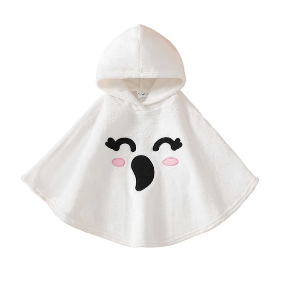 LIIPEE Kids Halloween Costumes Boys Girls Unisex Hooded Cute Ghost Capes Dress Up Clothes,4-5 Years