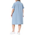 thumbnail image 3 of Agnes Orinda Women's Plus Size Denim Dresses Button Down Lapel Short Sleeve Midi Summer Casual Denim Jean Shirt Dress with Pockets 4X Light Blue, 3 of 6