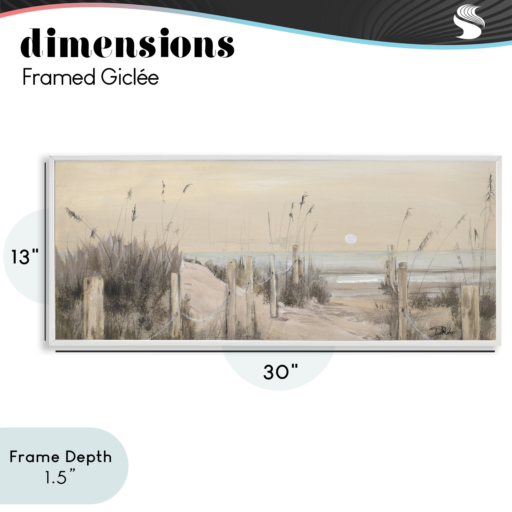 Stupell Industries White Moon Over Ocean White Framed Giclee Art, design by Patricia Pinto