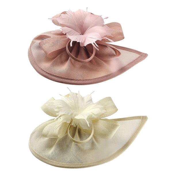 Conjunto de 2 tocados de malla con flores para mujer, estilo vintage, ideales para cócteles y fiestas de té. rosa beis