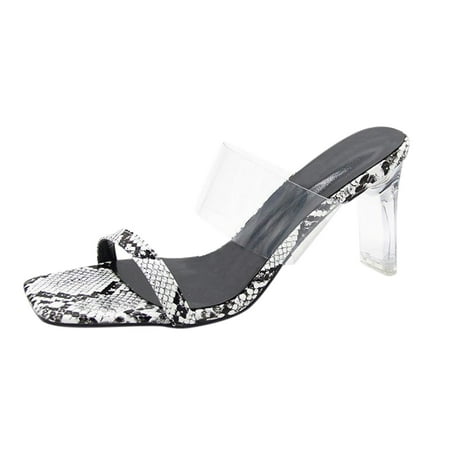 

autumn winter shoes Fashion Women s High Heels Slip-On Casual Square Toe Sandals
