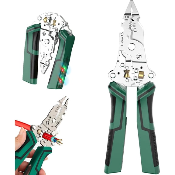 16 in 1 Wire Stripper Twister for Cutting and Pulling Wires,Cable Scissors,Voltage Tester Pliers,16 in One Foldable Electrical Pliers Wire Strippers,For Diy Home Use