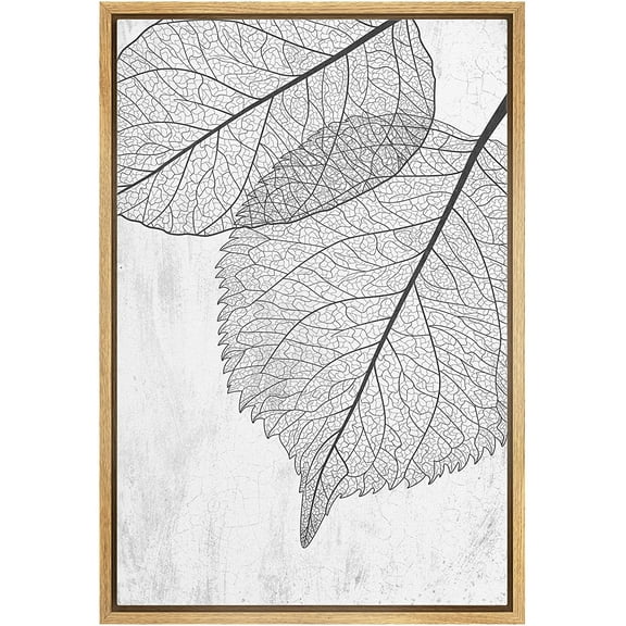 wall26 Framed Canvas Print Wall Art Black White Grunge Forest Leaf Silhouette Nature Wilderness Digital Art Modern Art Rustic Relax/Calm Multicolor for Living Room, Bedroom, Office - 24"x36"