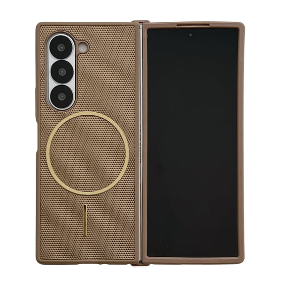 for Samsung Galaxy Z Fold 6 Case, TPU PC Magnetic Cover, Compatible with Wireless Charging, Luxury Lightweight Ultra Slim Shockproof Anti-Drop Thin Protective Phone Case Cover, Brown