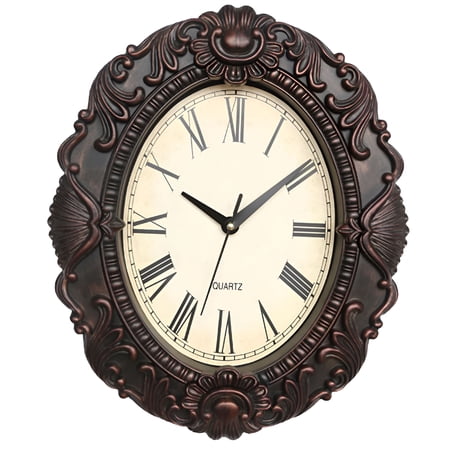DESIGNICE 2026 New 14'' Oval Clock, Decorative Clocks with Non-Ticking Movement for Kitchen, Living Room Decor, Black Copper for Home Offices, Bedrooms, Dining Rooms, Modern Décor, Wall Accents.