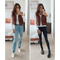thumbnail image 3 of Women Cropped Puffer Vest Stand Collar Sleeveless Zip Up Padded Gilet Outerwear, 3 of 6