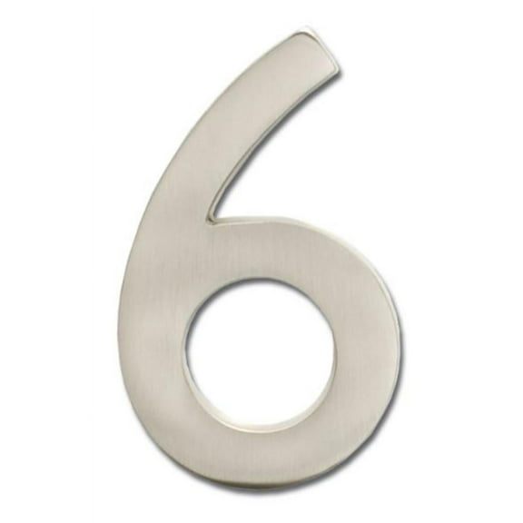 Architectural Mailboxes 3582-6 4" Tall Solid Brass House Number '6' - Nickel