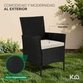 thumbnail image 4 of Sala de Jardín KingsHouse Rattan tipo Mimbre con Cojines y Mesa de Vidrio Templado negro 7, 4 of 8