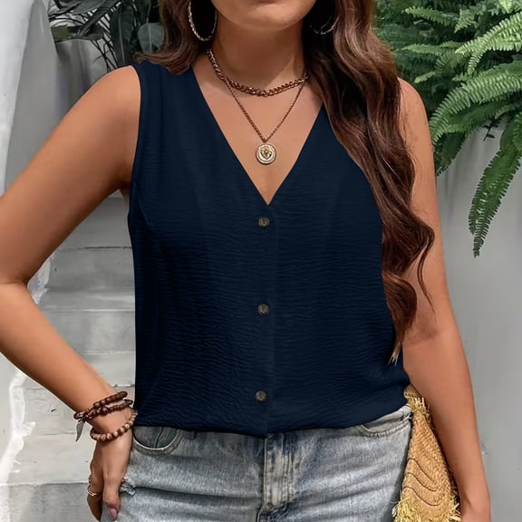Wowcloth Women's Casual Button-Up Top, Solid Color for Spring and Summer Daily Wear