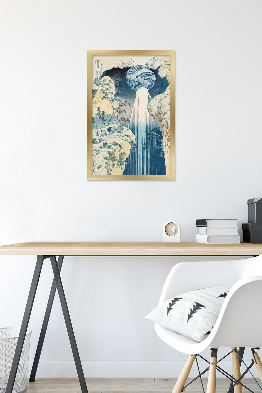 The Amida Waterfall in the Far Reaches of the Kisokaido Road Wall Poster, 14.725" x 22.375" Framed