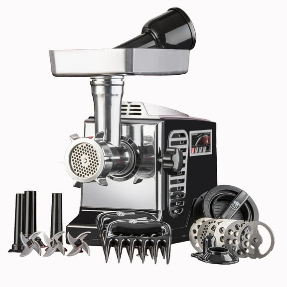 STX Intl Turboforce II 4000 Quad Air Cooled 3 Speed Electric Meat Grinder, Sausage Stuffer & More - Black