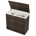thumbnail image 2 of GVN 10L 3-Section Laundry Hamper with Liner Bag and Handle-Brown, Clothes Hampers for Laundry for Bedroom, Bathroom, Dorm, Laundry Room, 2 of 7