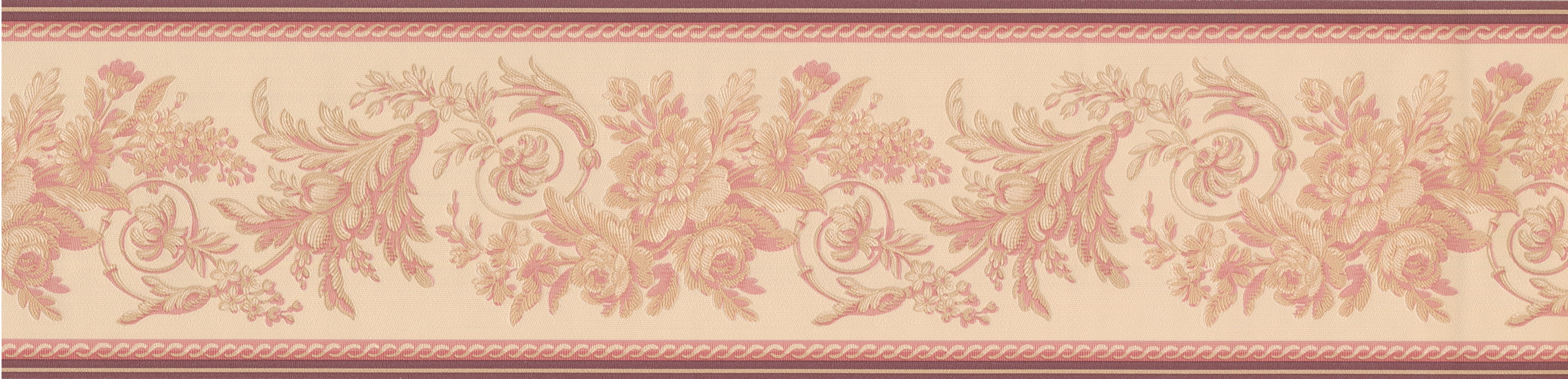 Abstract Red Cream Vines Floral Wallpaper Border Retro Design, Roll 15