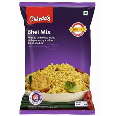 Chheda's Bhel Mix - Roased Puffed Rice, Peanuts, Besan Sev - Sev Kurmura - Ready to Eat Mixture - Indian Snack 170g (Pack of 1)
