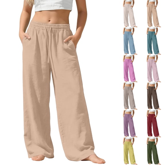 Nugftut Girls Pants Size 7 Wide Leg Elastic Waist Loose Casual Pants Daily Wear