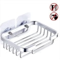 thumbnail image 2 of Jabonera, jabonera de ducha, jabonera de acero inoxidable montada en la pared para baño, cocina, adhesivo fuerte, no requiere perforación (plata, 2 of 5