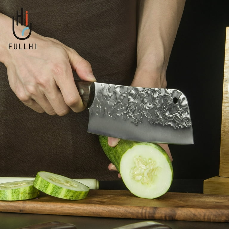 FULLHI 11pcs hand forged Chef Knife Set High Carbon Steel Cleaver Kitchen  Knife Vegetable Cleaver Home BBQ Camping with Knife Bag